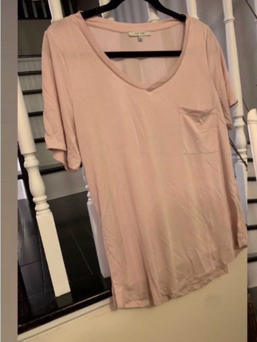Love Tree Blush V-Neck Short Sleeve Pocket Tee